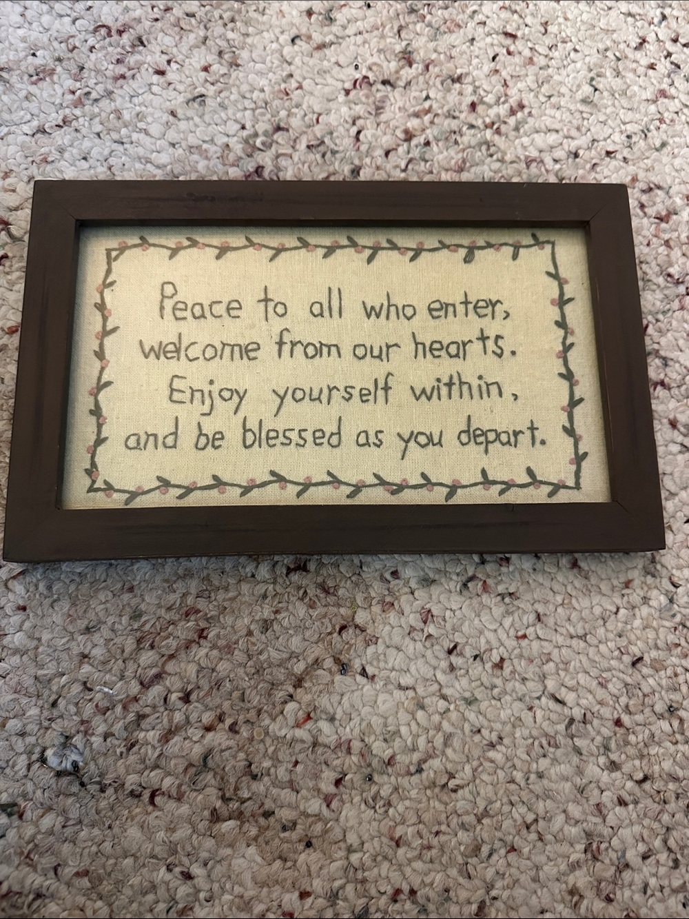 Welcome Blessing Framed Wall Sign - Brown